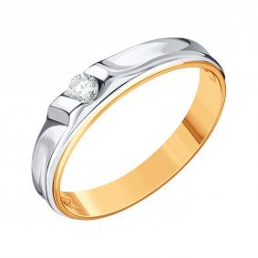 Золотое обручальное кольцо 3,6 мм Karatov с бриллиантом Т131011119 Т131011119 фото