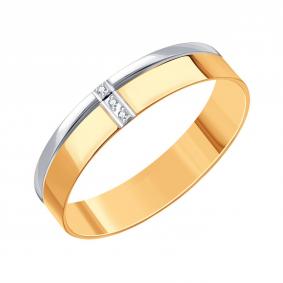 Обручальное кольцо 4,5 мм из комбинированного золота Karatov с бриллиантом Т131013914-ЛЛ Т131013914-ЛЛ фото