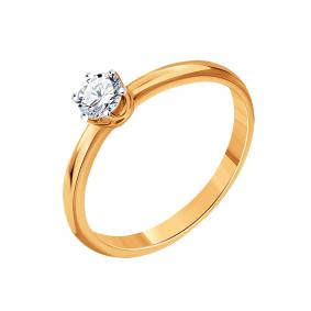 Золотое кольцо Karatov Т131017507 с бриллиантом Т131017507 фото