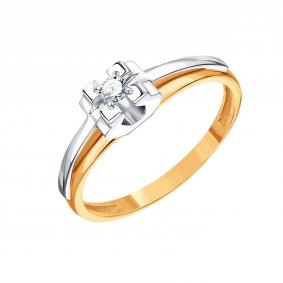 Золотое кольцо Karatov Т13101А334 с бриллиантом Т13101А334 фото