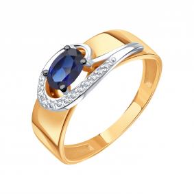 Золотое кольцо Karatov Т13101Б270-01-02 с бриллиантом и сапфиром Т13101Б270-01-02 фото