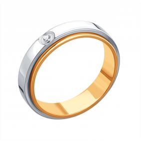 Обручальное кольцо 4,5 мм из комбинированного золота Karatov с бриллиантом Т13101Б395 Т13101Б395 фото