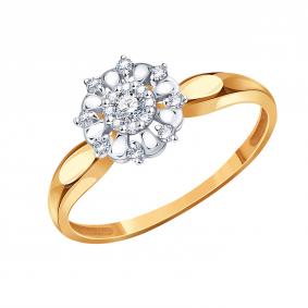 Золотое кольцо Karatov Т13101Б467 с бриллиантом Т13101Б467 фото