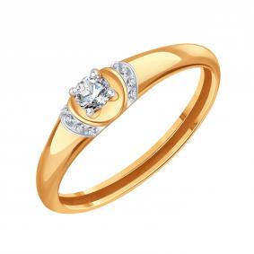Золотое кольцо Karatov Т13101Б521 с бриллиантом Т13101Б521 фото