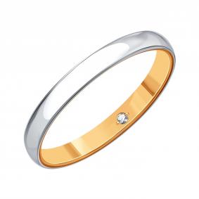 Обручальное кольцо из комбинированного золота Karatov с бриллиантом Т13101Б810 Т13101Б810 фото