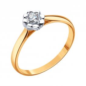 Золотое кольцо Karatov Т13101Д185 с бриллиантом Т13101Д185 фото