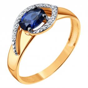 Золотое кольцо Karatov Т13101Д716-1-01-02 с бриллиантом и сапфиром Т13101Д716-1-01-02 фото