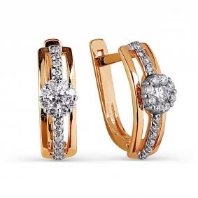 Золотые серьги Karatov Т131025391 с бриллиантом Т131025391 фото