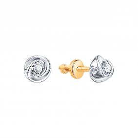 Золотые серьги Karatov Т13102Б217 с бриллиантом Т13102Б217 фото