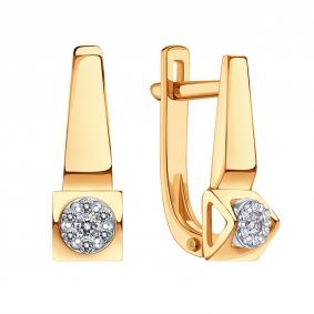 Золотые серьги Karatov Т13102Г130 с бриллиантом Т13102Г130 фото