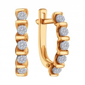 Золотые серьги Karatov Т13102Е215 с бриллиантом Т13102Е215 фото