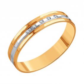 Обручальное кольцо 4 мм из комбинированного золота Karatov с бриллиантом Т131613708-ЛЛ Т131613708-ЛЛ фото