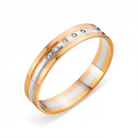 Обручальное кольцо 4 мм из комбинированного золота Karatov с бриллиантом Т131613708 Т131613708 фото