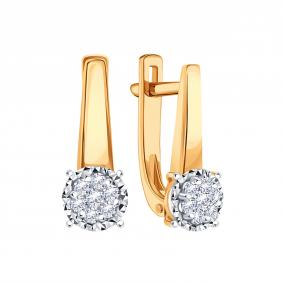 Золотые серьги Karatov Т13162В197 с бриллиантом Т13162В197 фото