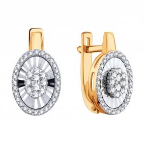 Золотые серьги Karatov Т13162Е356 с бриллиантом Т13162Е356 фото