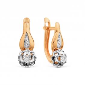 Золотые серьги Karatov Т135629467 с бриллиантом Т135629467 фото