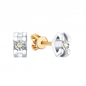 Золотые серьги Karatov Т13562В298 с бриллиантом Т13562В298 фото