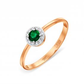 Золотое кольцо Karatov Т141011381 с бриллиантом и изумрудом Т141011381 фото