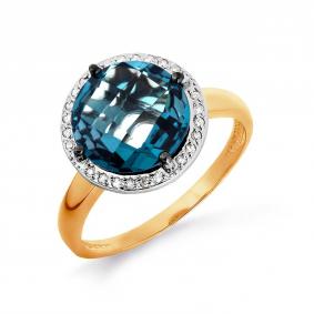 Золотое кольцо Karatov Т141016242 с топазом и бриллиантом Т141016242 фото