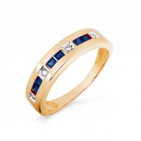 Золотое кольцо Karatov Т141016255 с бриллиантом и сапфиром Т141016255 фото
