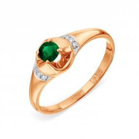 Золотое кольцо Karatov Т14101А807 с бриллиантом и изумрудом Т14101А807 фото