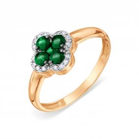 Золотое кольцо Karatov Т14101Б110 с бриллиантом и изумрудом Т14101Б110 фото