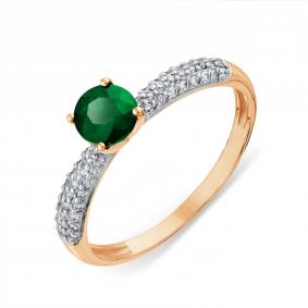 Золотое кольцо Karatov Т14101Б172 с бриллиантом и изумрудом Т14101Б172 фото