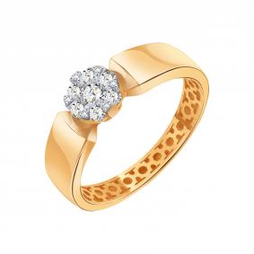 Золотое кольцо Karatov Т14101Б220 с бриллиантом Т14101Б220 фото