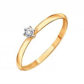 Золотое кольцо Karatov Т14101Б312 с бриллиантом Т14101Б312 фото