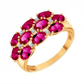 Золотое кольцо Karatov Т14101Б473-01-01 с бриллиантом и рубином Т14101Б473-01-01 фото