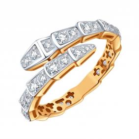 Золотое кольцо Символ года Змея Karatov с бриллиантом Т14101Б756 Т14101Б756 фото