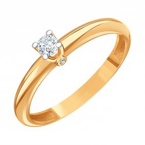 Золотое кольцо Karatov Т14101Б887 с бриллиантом Т14101Б887 фото