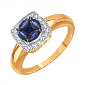 Золотое кольцо Karatov Т14101Б966 с бриллиантом и сапфиром Т14101Б966 фото