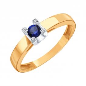 Золотое кольцо Karatov Т14101Д116-01-02 с бриллиантом и сапфиром Т14101Д116-01-02 фото