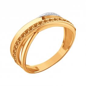 Золотое кольцо Karatov Т14101Д257 с бриллиантом и коньячным бриллиантом Т14101Д257 фото