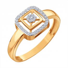 Золотое кольцо Karatov Т14101Д342 с бриллиантом Т14101Д342 фото