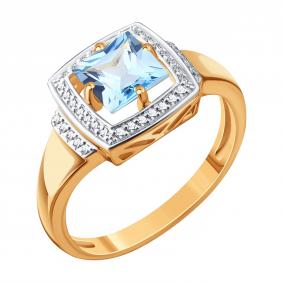 Золотое кольцо Karatov Т14101Д646 с топазом и бриллиантом Т14101Д646 фото