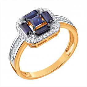 Золотое кольцо Karatov Т14101Д658 с бриллиантом и сапфиром Т14101Д658 фото