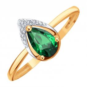 Золотое кольцо Karatov Т14101Д832-02-03 с бриллиантом и гидротермальным изумрудом Т14101Д832-02-03 фото