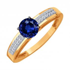 Золотое кольцо Karatov Т14101Д876-01-02 с бриллиантом и сапфиром Т14101Д876-01-02 фото