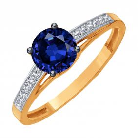 Золотое кольцо Karatov Т14101Д877-01-02 с бриллиантом и сапфиром Т14101Д877-01-02 фото