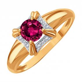 Золотое кольцо Karatov Т14101Д878-01-01 с бриллиантом и рубином Т14101Д878-01-01 фото