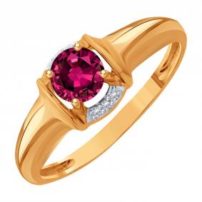 Золотое кольцо Karatov Т14101Д879-01-01 с бриллиантом и рубином Т14101Д879-01-01 фото