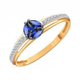 Золотое кольцо Karatov Т14101Д936 с бриллиантом и сапфиром Т14101Д936 фото