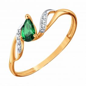 Золотое кольцо Karatov Т14101И043-02-03 с бриллиантом и гидротермальным изумрудом Т14101И043-02-03 фото