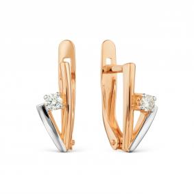 Золотые серьги Karatov Т141021692 с бриллиантом Т141021692 фото