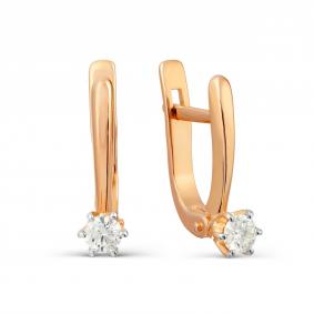 Золотые серьги Karatov Т141027728 с бриллиантом Т141027728 фото