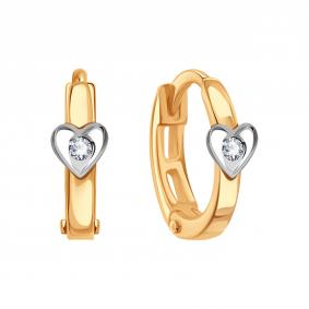 Золотые серьги Karatov Т141027795 с бриллиантом Т141027795 фото