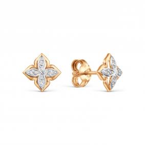 Золотые серьги Karatov Т14102Б335 с бриллиантом Т14102Б335 фото