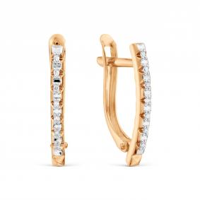 Золотые серьги Karatov Т14102Б706 с бриллиантом Т14102Б706 фото